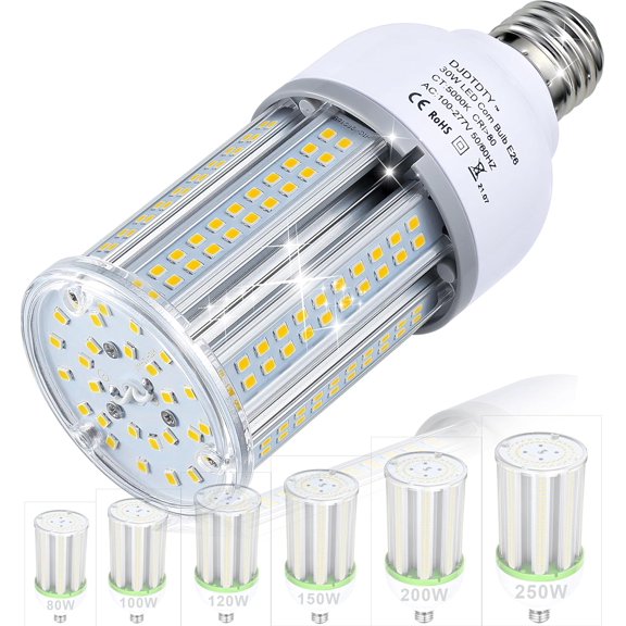 TGHTBA-30W LED Corn Light Bulb 5000 Lumen 5000K Large Area Cool Daylight White E26/E27 Medium Base for Outdoor Indoor Garage Warehouse Factory Workshop Street Backyard (30Watts 1Pack)