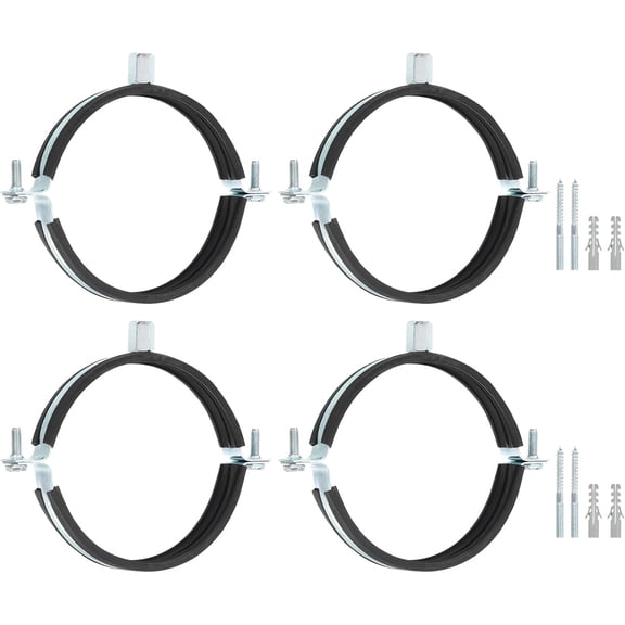 TGHTBA-4 Pcs Adjustable Pipe Bracket Clamp, 4-1/2"(114mm) Wall Ceiling Mount Split Ring Pipe Hanger Galvanized Iron Pipe Strap Support with Screw & Expansion Tube for Pipe Tube