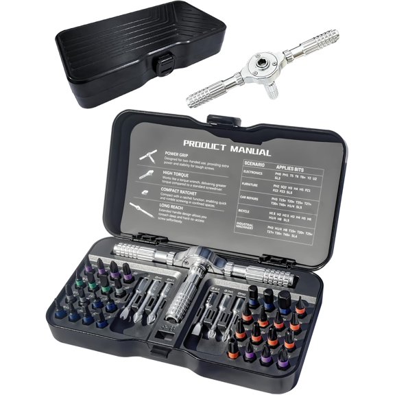 TGHTBA-40 in 1 Magnetic Screwdriver Sets, DIY Multi Bits Ratchet Screwdriver Set with T Ratcheting Handle, Compact Flexible Shaft Repair Tool Kit for Electrical, Furniture Assembly