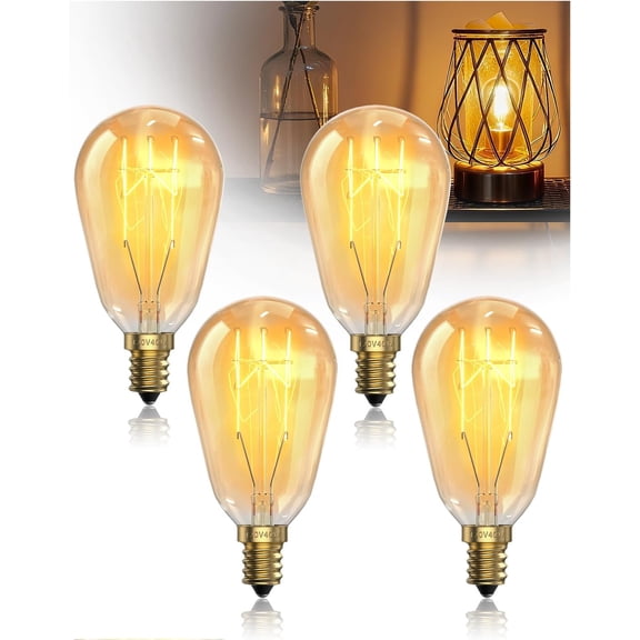 TGHTBA-40 Watt Wax Warmer Bulbs,Light Bulbs for Scentsy Warmer,E12 Candelabra Base Dimmable 2000K Warm Amber Light, ST45 Replacement Bulbs for Wax Melt Warmers(4-Pack,1.77 x 3.39Inch)