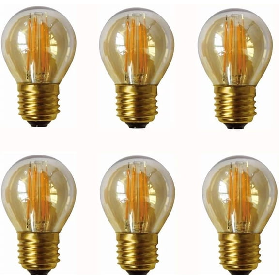 TGHTBA-4W G45 Dimmable LED Filament Bulb G45 LED Vintage Edison Bulbs E26/E27 Medium Base Lamp for Home Pendant Antique Light,G14/G45 Shape,E26/E27 Socket Base,Amber Glass,2300K Warm White, Pack of 6