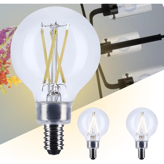 TGHTBA-4W LED G16.5 Globe Light Bulb 3500K Neutral White 350 Lumens Clear Finish E12 Candelabra Base Dimmable 300 Degree Beam Enclosed Fixture Rated Wet Location 120V S12472 (2 Pack)