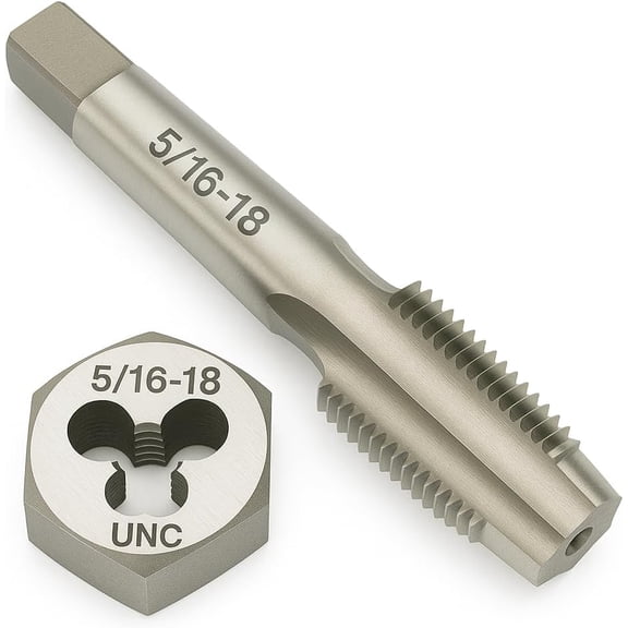 TGHTBA-5/16"-18 Thread Tap and Die Set HSS Tap with GCr15 Alloy Steel Hex Die Right Hand Thread Repair Tool for Metalworking and Machinery