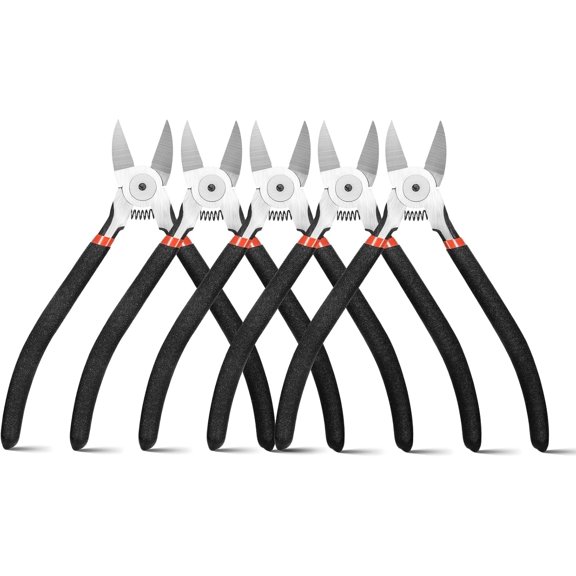 TGHTBA-5 Pcs Zip Ties Cutters Electrical Wire Cutter Precision Side Heavy Duty Flush Pliers with Longer Flush Edge Spring loaded for Crafting Cables Wires Zip Ties (5 Inch)