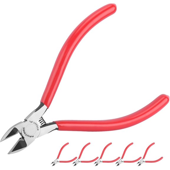 TGHTBA-5" Precise Small Flush Cutters of Engineer Wire Cutters Pliers 5PCS Side Cutters with Location Pin for Fine Shearing, Perfect for Circuit Board Cutting, Electronic Components, HT0327-5PC