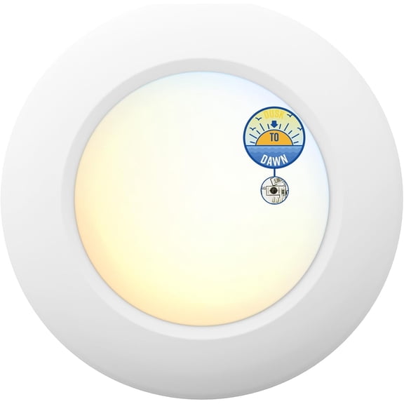 TGHTBA-6 Inch LED Low Profile Disk Light with Dusk to Dawn Sensor, 120VAC, 15W, 5CCT Color Changing, 1000LM, Non-Dimmable, ETL, Shower Rated Screw in Photocell Ceiling Light, White/1 Pack