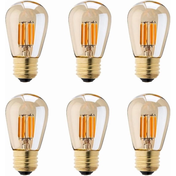 TGHTBA-6 Pack Dimmable Vintage LED Edison Light Bulbs 3W Edison Light Bulbs 30W Equivalent Warm Yellow 2200K E26 E27 Medium Base ST45 Amber Glass Decorative Bulbs, AC110V