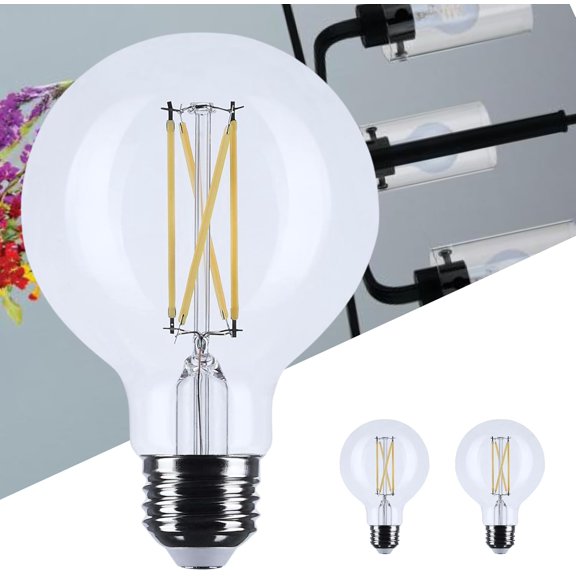 TGHTBA-6W LED G25 Globe Light Bulb 3500K Neutral White 500 Lumens Clear Finish E26 Medium Base Dimmable 300 Degree Beam Enclosed Fixture Rated Wet Location 120V S12482 (2 Pack)