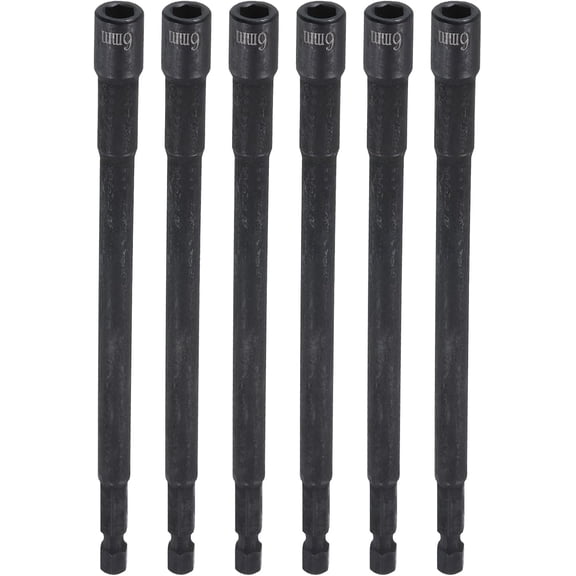 TGHTBA-6pcs Nut Driver Drill Bit 6mm Metric Socket 1/4" Hex Shank 6" (150mm) Extra Long Magnetic 6-Point Sockets Quick Change Chrome Vanadium Steel Bolt Setters for Power Drill Drivers