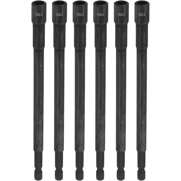 TGHTBA-6pcs Nut Driver Drill Bit 7mm Metric Socket 1/4" Hex Shank 6" (150mm) Extra Long Magnetic 6-Point Sockets Quick Change Chrome Vanadium Steel Bolt Setters for Power Drill Drivers