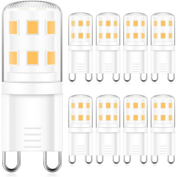 TGHTBA-8 Pack G9 LED Bulb, 40 watt Halogen Replacement, Warm White 2700K, Non-dimmable T4 LED Bulb, G9 Bi Pin Base, 120V Small Light Bulbs for Chandelier, Bathroom Vanity Light Fixture