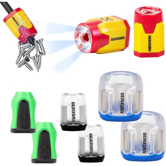 TGHTBA-8Pieces Mixed Magnetic Screw Holder Rings Set, Removable Magnetizer Rings for 1/4 Inch Hex Bits, Compatible with Screwdrivers, Power Drills and Hex Wrenches (Green,Blue,Black,Yellow)