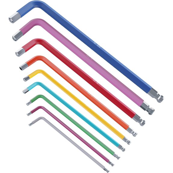 TGHTBA-9PCS Ball End Hex Key Allen Wrench Set, SAE Internal Hexagonal Wrench, L Shaped Long Arm S2 Steel Repairing ToolMixed Color(1/16"5/64"3/32"1/8"5/323/16"1/4"5/16"3/8")