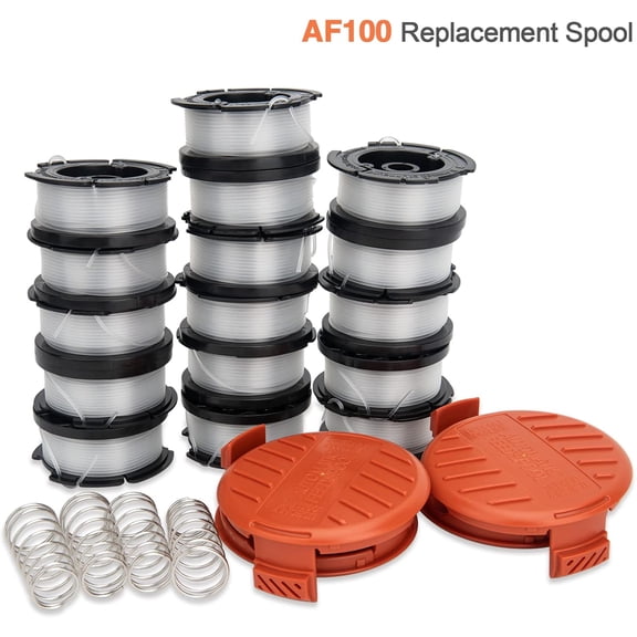 TGHTBA-AF100 Replacement Spool, AF-100 Spool Compatible with Black and Decker AF-100-3ZP AF-100-BKP Weed Eater String, 30ft 0.065" fits GH900 GH600 GH610 String Trimmer Spool (16 Spool + 4 Cap+4 Spri