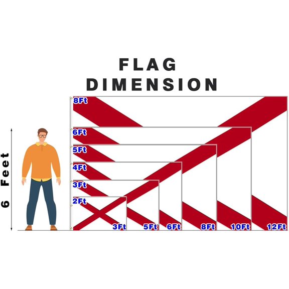 TGHTBA-Alabama State Flag 4x6FT AL Flag Bright Colors Fade Proof Polyester with 2 Brass Grommets Indoor Outdoor