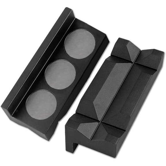 TGHTBA-Aluminum 4" Vise Jaws Pads, Magnetic Reversible Pipe Vise, AN Fitting Vice Jaw Covers, Professional Grade Multi-Purpose Vise Jaw Protective Inserts for Any Metal Bench Vice (4", Black)
