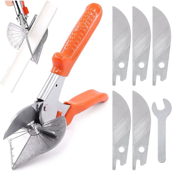 TGHTBA-Angle Miter Shear Cutter Tools, 45 Degree to 120 Degree Angle Scissors Trim Shears Hand Tools with Spare Blade and a Screwdriver for Cutting Trunking, Soft Wood, Plastic, PVC