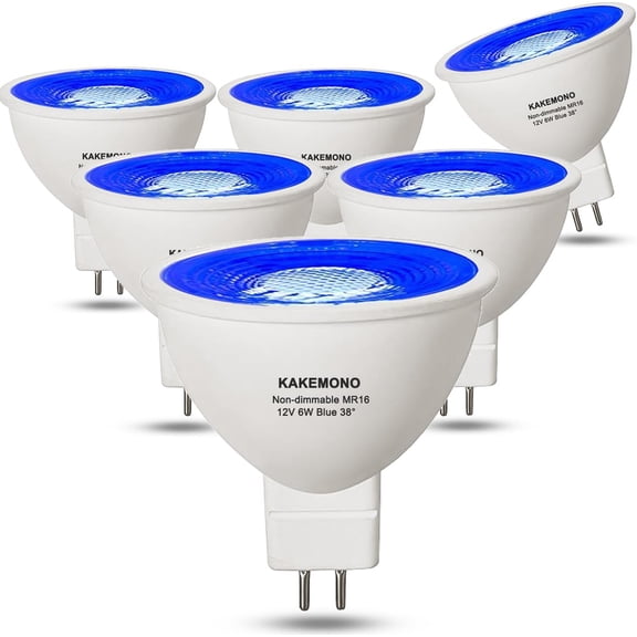 TGHTBA-Blue MR16 GU5.3 Led Bulbs 6W Replace 50W Halogen,12V MR16 Blue Color Bulb Spotlights for Outdoor Landscape Yard Garden Tree Pool Lighting,6 Pack
