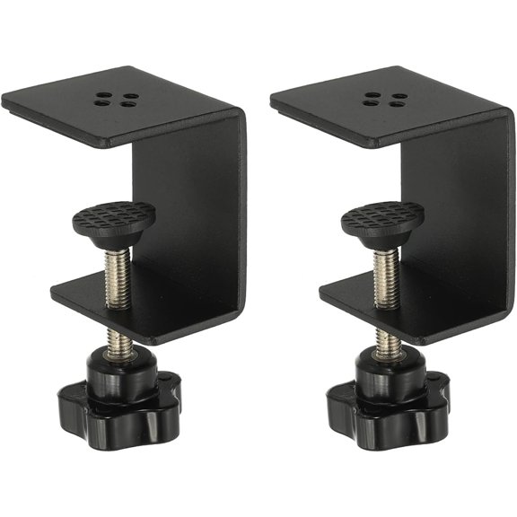 TGHTBA-C Clamps, 2 Pcs Heavy Duty Metal Black Desk Clamp Adjustable Mounting Table Clamp with Protective Pad for Fixing Acrylic Glass Plastic Wood Sheets, Black