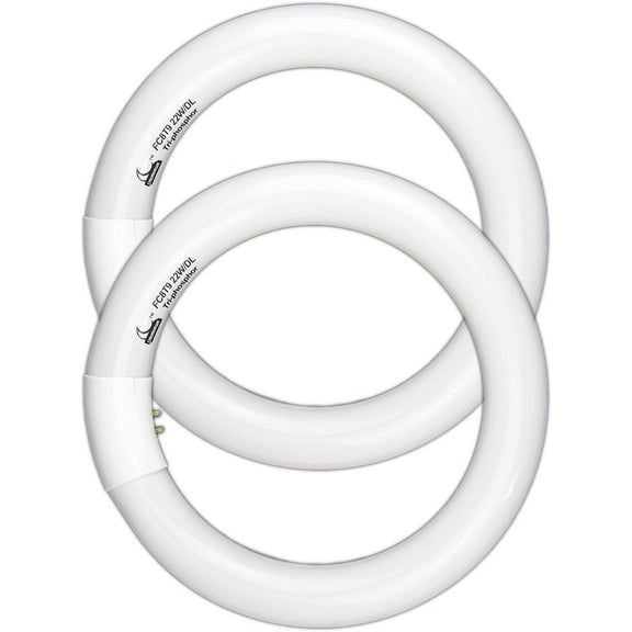 TGHTBA-Circular Bulb FC8T9/DL, 8 Inch T9 22W Circline Fluorescent Light Bulbs, Replacement Round Fluorescent Lamp Tube, Bright Daylight 6400K 1250 Lumens, G10q 4 Pin Base, 2 Pack