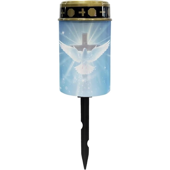 TGHTBA-Cross Outdoor Solar Lights - Waterproof Grave Stake Lights - Solar Powered Lantern - Blue Dove of Peace Cross