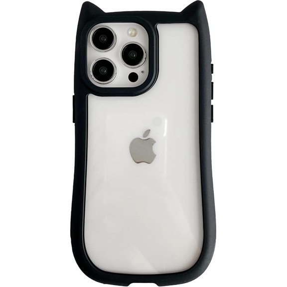 TGHTBA-Cute Cat Ears Clear Phone Case Compatible with iPhone Case(Black,for iPhone 17 Pro)