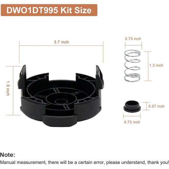 TGHTBA-DWO1DT995 Weed Trimmer Head Cap Cover & Spring Compatible with Dewalt Parts String Trimmer Spool DCST922P1 DCST922B DCST972X1-3 Pack
