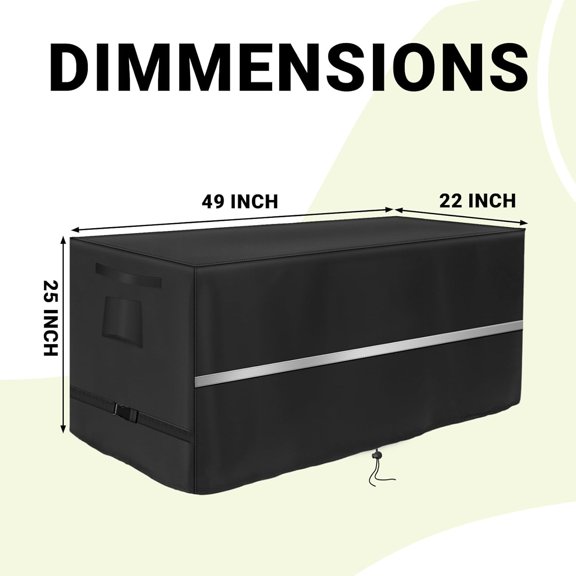 TGHTBA-Deck Box Cover Heavy Duty Waterproof Deck Box with Handle, Outdoor Large Storage Cover Patio Rectangular Bench Covers (49 x 22 x 25inch)