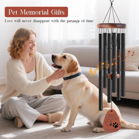 TGHTBA-Dog Memorial Gifts for Loss of Dog 32" Pet Memorial Wind Chimes Sympathy Gift Passing Away Remembrance Gift Bereavement Gifts Black Wind Chime