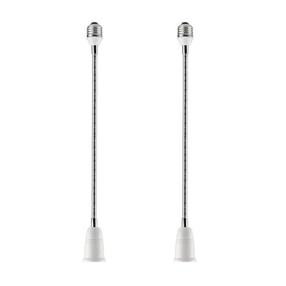 TGHTBA-E26/E27 Light Socket Extender Adapter,60cm/24 inch Light Bulb Extension,E26 to E26 Socket Extender,Bendable Flexible Gooseneck Adjustable Extension Socket Extender Adaptor (2 Pack)