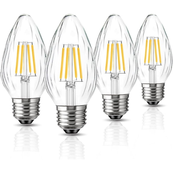 TGHTBA-F15 4W LED Light Bulb, Equivalent 40 Watt Light Bulbs, Dimmable E26 Edison Bulbs Soft White 2700K, Front Porch Bulb for Outdoor Post Lamps, Chandelier Fan Lights, 4 Pack