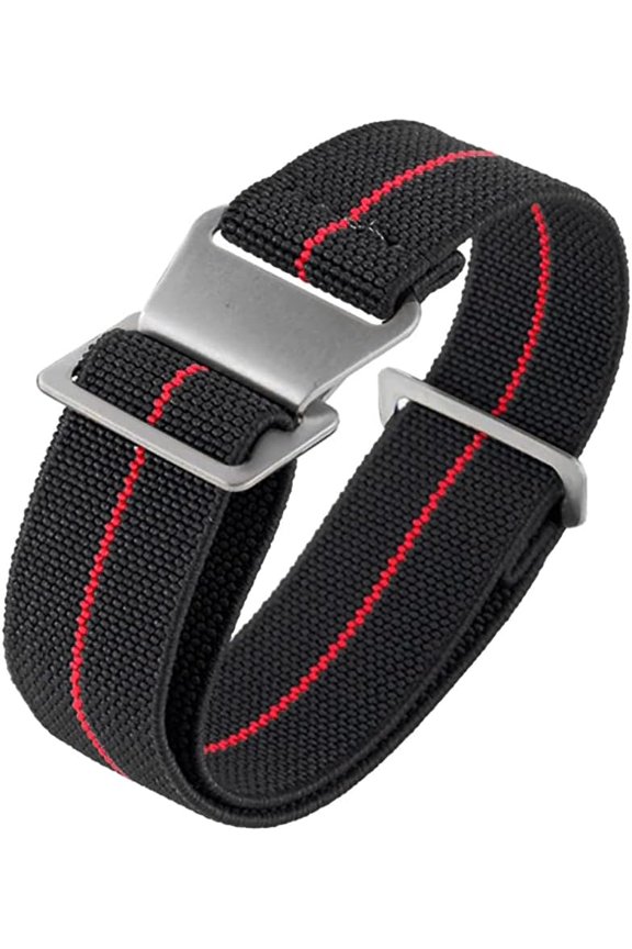 -French Troops Parachute Style Watch Band - Elastic Fabric Nylon Waterproof Military Replacement Watch Strap Hook-and-Loop for Men Women Silver Buckle -18mm 20mm 22mm