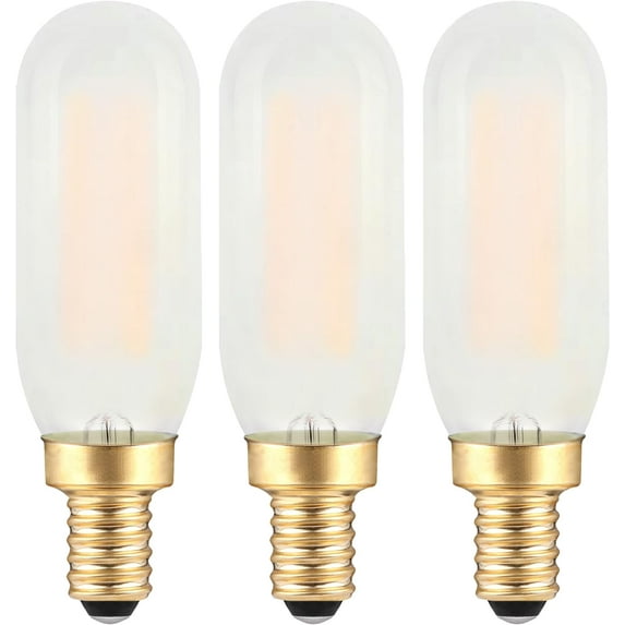 TGHTBA-Frosted E12 LED Edison Bulb 40W Equivalent- 4W Antique Dimmable Candle Base Tubular LED Bulb- 2700K Soft Warm- T6 Vintage Tube Candelabra Light bulbs for Cabinet, Chandelier, Pandent Lamp- 3 C
