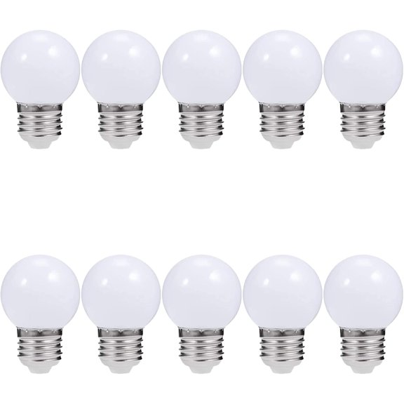 TGHTBA-G14 LED Vanity Light Bulb 1W Globe Bulb 10W Equivalent Round Light Bulbs Cool White 6500K E26 E27 Base G45 LED Vanity Mirror Lights for Night Light Bathroom Vanity, 10 Pack
