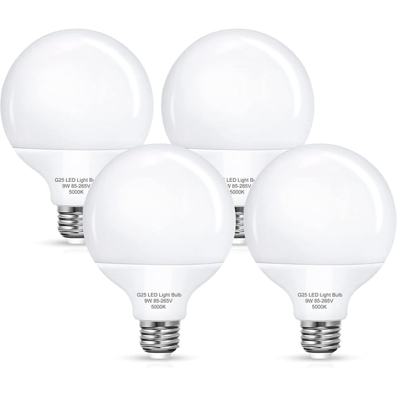 TGHTBA-G25 LED Vanity Light Bulbs, 100W LED Globe Bulb Equivalent, 9W Vanity Bulbs for Bathroom, 5000K Daylight White 900LM, E26 Base Round Makeup Mirror Bathroom Lights Bulb Dcor Lighting, 4 Pack