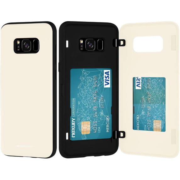 TGHTBA-Galaxy S8 Plus Wallet Case with Card Holder, Protective Dual Layer Bumper Phone Case (White)