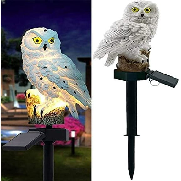 TGHTBA-Garden Solar Lights Outdoor, Owl Shape Waterproof LED Decorations Landscape Lighting for Pathway Walkway Yard Patio Lawn Wedding Party (White)