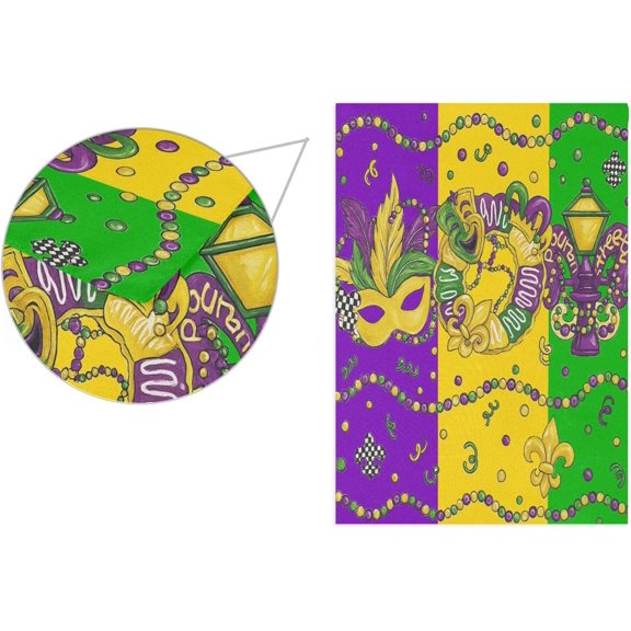 TGHTBA-Happy Mardi Gras House Flag 28x40 Inch Double Sided Outside Fleur de Lis Masquerade Mask Carnival Seasonal Yard Outdoor Flag Banner for Garden Lawn Patio Holiday Decorations