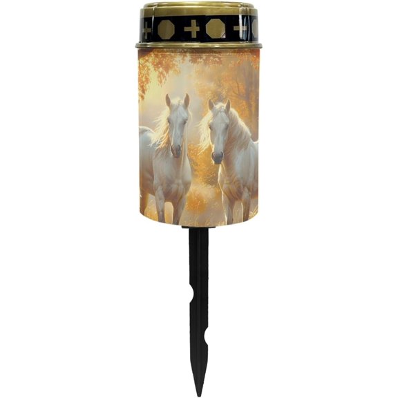 TGHTBA-Horse Solar Garden Lights Waterproof Solar Pathway Lights Outdoor Solar Lantern Stake Lights Autumn Leaves Outdoor Decorative for Yard Patio Spotlight Driveway