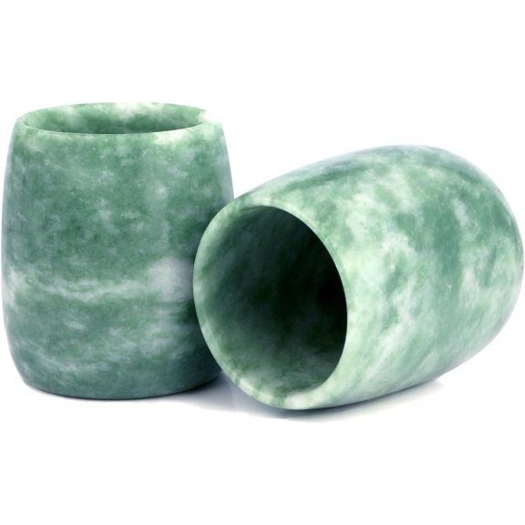 TGHTBA-Jade Tea Cups Top Grade Natural Jade Cup 2 Pack, Hand-made Teacups Coffee Mug Wine Mug for drinking Tea Coffee Wine Beer Hot Drinks