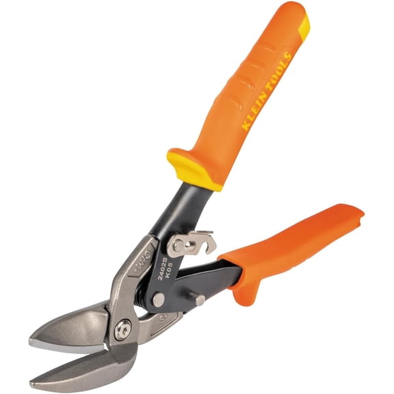 TGHTBA-Klein Tools 2402S Straight-Cutting Offset Snips, Aviation Tin Snips with Forged Blade for Precision Sheet Metal Cutting