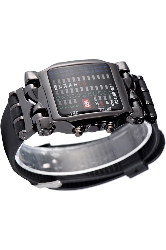-LED Digital Watch for Men and Women, Unisex Electronic Wristwatch with Date Display, Lightweight PU Strap, Water