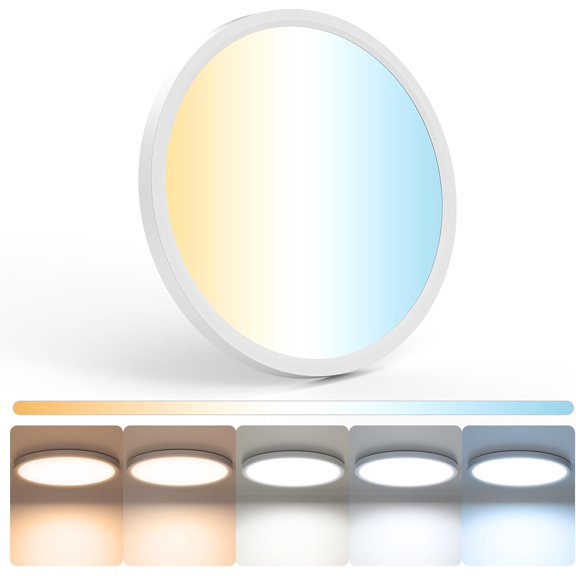 TGHTBA-LED Flush Mount Ceiling Light,12inch 24W,2700K-6500K 5 Color Temperature Selectable Ceiling Lights, 3200LM Low Profile Ceiling Light for Bedroom Kitchen Hallway