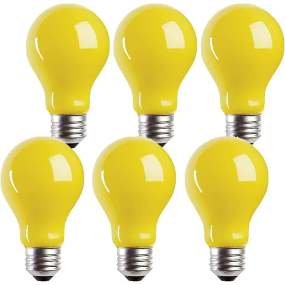 TGHTBA-LED Yellow Bug Light Bulbs 3W (25W Equivalent) A19 Yellow Light Bulb LED Bug Bulb E26 Base Edison Decorative Bulb 2000K Amber Night Light Bulb for Outside Porch Patio Backyard Hallway,6 Pack
