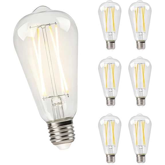 TGHTBA-Light Bulb, LED Bulb Dimmable, High Brightness 750 LM Edison Bulb, 60W Equivalent 2700K Warm White Light E26 Socket, Suitable for Apartments and Homes Etc (6 Pack)