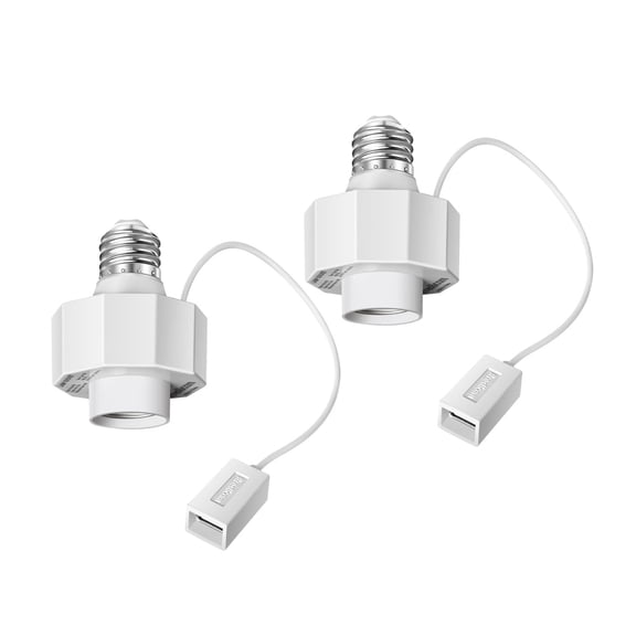 TGHTBA-Light Socket Outlet Adapter with USB Port, Porch Light Socket for Use with Smart Bulbs, Light Bulb Socket Extender Compatible with Wyze Cam v3, Blink Mini, LED Light Strips 5V 1.5A (2-Pack)