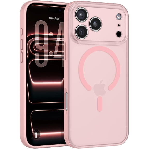 TGHTBA-Magnetic for iPhone 17 Pro Max Case 2025 [Compatible with Magsafe] [Full Camera Wrapped] Translucent Matte Phone Case iPhone 17 Pro Max Slim Shockproof Women Men Protective Cases, Pink