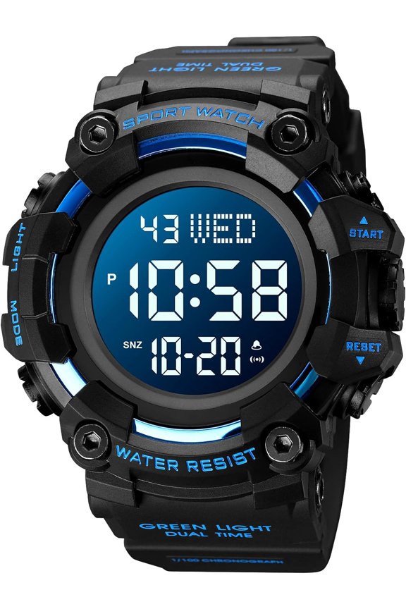 -Men Sports Military Watches Digital Airplane Shaped LED Light Waterproof Watches