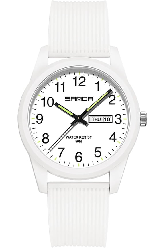 -Men Women Watch Minimalist Sports 50M Waterproof Luminous Day Date 42mm Lightweight ABS TPU Strap Analog Quartz Casual Everyday Gift