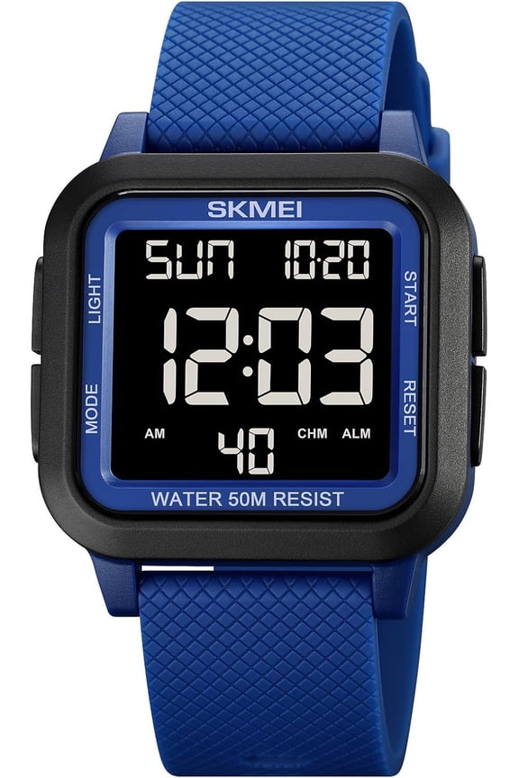 -Men's Military Digital Sports Watch Ultra-Thin Waterproof Wrist Watches for Men with Stopwatch Countdown Timer Alarm Function Dual Time LED Back Light